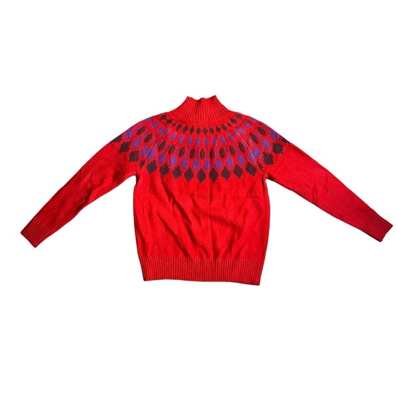 Ann Taylor Petite Fair Isle Red Turtleneck Sweater Women’s Size XSP Wool Blend - Picture 5 of 6
